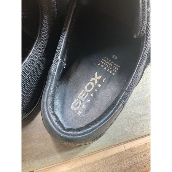 US10 EU43 Geox Respira Mens Leather Black Sneakers Hook and Eye Casual Shoes - Picture 7 of 9